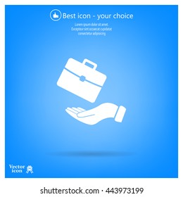 flat hands showing portfolio case icon