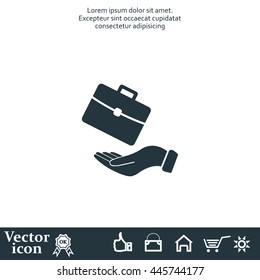 flat hands showing portfolio case icon