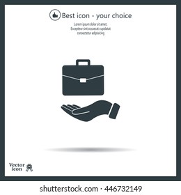 flat hands showing portfolio case icon