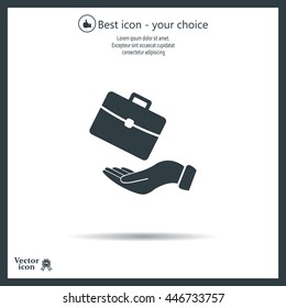 flat hands showing portfolio case icon