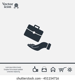 flat hands showing portfolio case icon