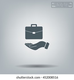 flat hands showing portfolio case icon