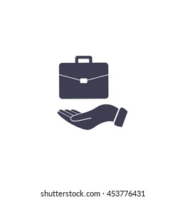 flat hands showing portfolio case icon