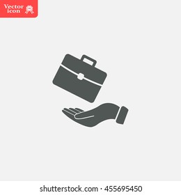 flat hands showing portfolio case icon