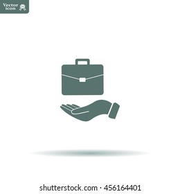 flat hands showing portfolio case icon