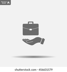 flat hands showing portfolio case icon