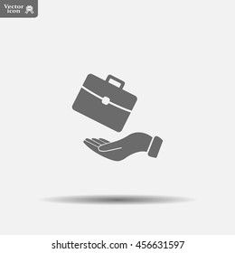 flat hands showing portfolio case icon