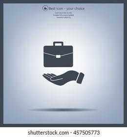 flat hands showing portfolio case icon