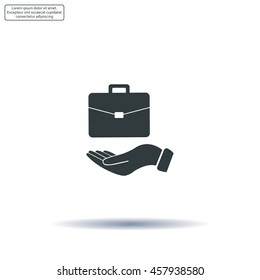 flat hands showing portfolio case icon
