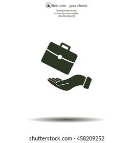 flat hands showing portfolio case icon