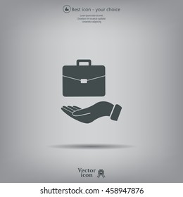 flat hands showing portfolio case icon