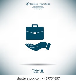 flat hands showing portfolio case icon