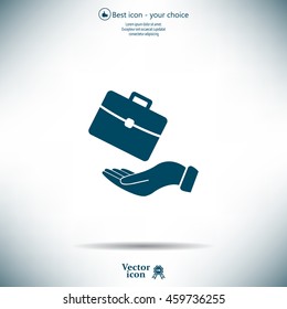 flat hands showing portfolio case icon