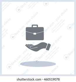 flat hands showing portfolio case icon