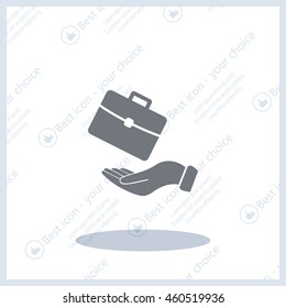 flat hands showing portfolio case icon