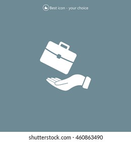 flat hands showing portfolio case icon