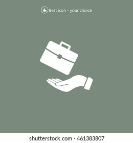 flat hands showing portfolio case icon