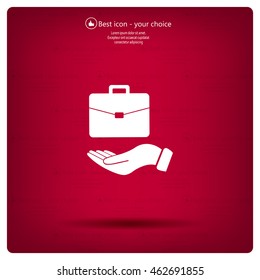 flat hands showing portfolio case icon