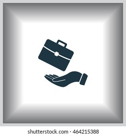 flat hands showing portfolio case icon