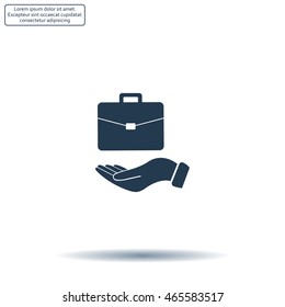flat hands showing portfolio case icon