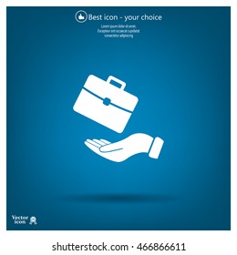 flat hands showing portfolio case icon