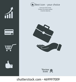 flat hands showing portfolio case icon