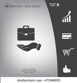 flat hands showing portfolio case icon