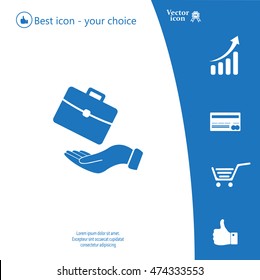 flat hands showing portfolio case icon