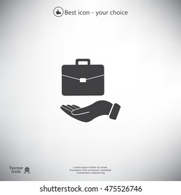 flat hands showing portfolio case icon