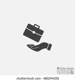 flat hands showing portfolio case icon