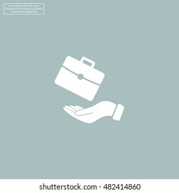 flat hands showing portfolio case icon