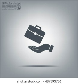 flat hands showing portfolio case icon