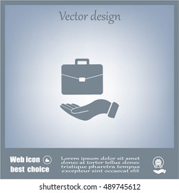 flat hands showing portfolio case icon