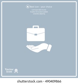flat hands showing portfolio case icon