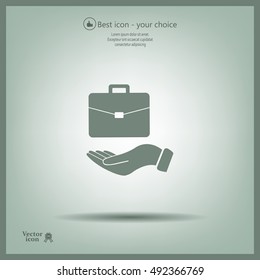flat hands showing portfolio case icon
