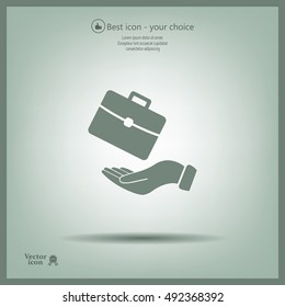 flat hands showing portfolio case icon