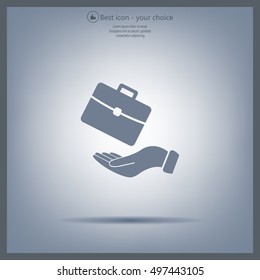 flat hands showing portfolio case icon