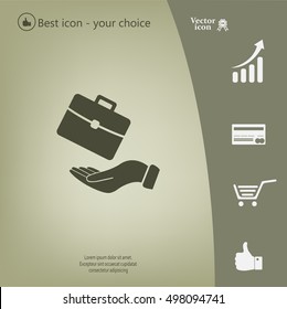 flat hands showing portfolio case icon