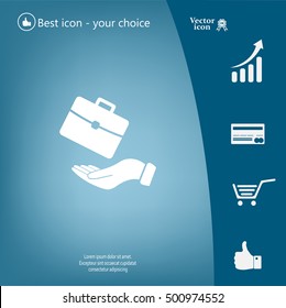 flat hands showing portfolio case icon