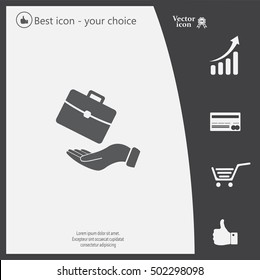 flat hands showing portfolio case icon