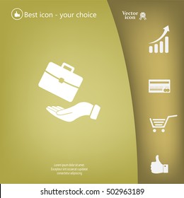 flat hands showing portfolio case icon