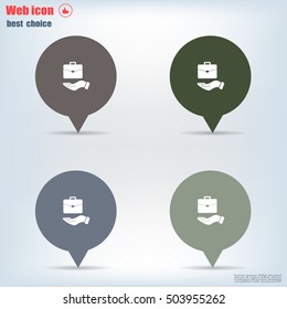 flat hands showing portfolio case icon