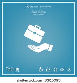 flat hands showing portfolio case icon