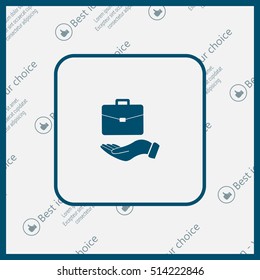 flat hands showing portfolio case icon