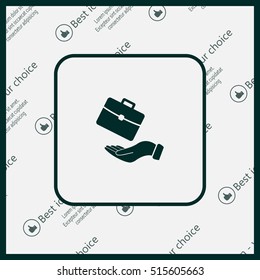 flat hands showing portfolio case icon