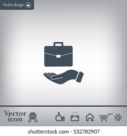 flat hands showing portfolio case icon