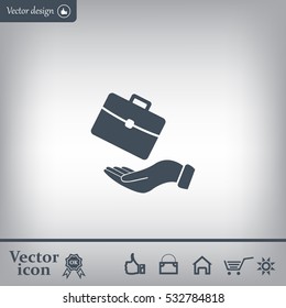 flat hands showing portfolio case icon