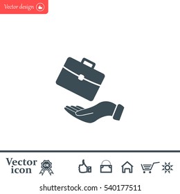 flat hands showing portfolio case icon
