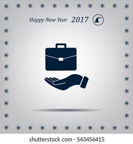 flat hands showing portfolio case icon