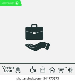 flat hands showing portfolio case icon